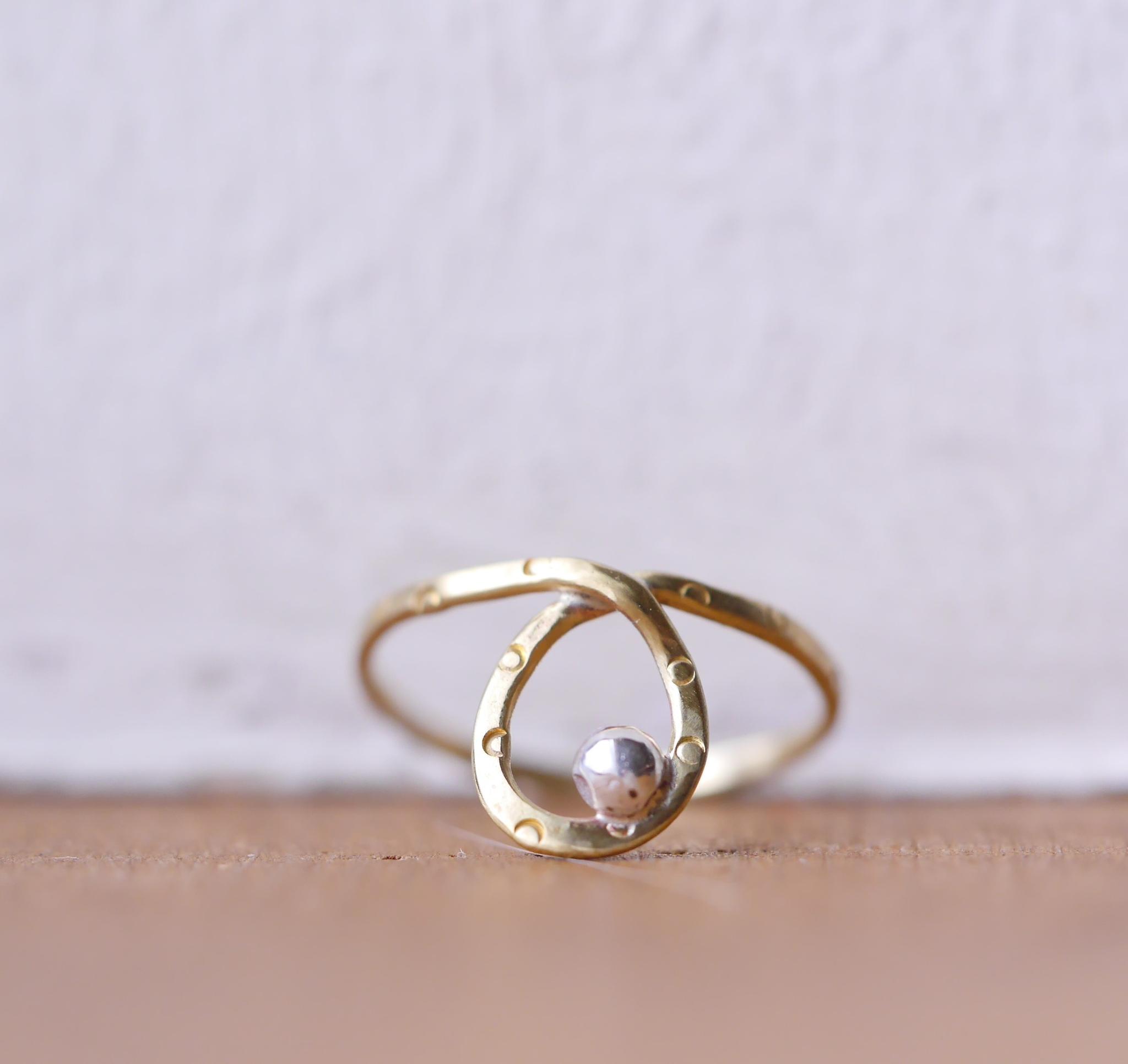 BRASS&silver ひとしずくリング　受注製作1枚目の画像